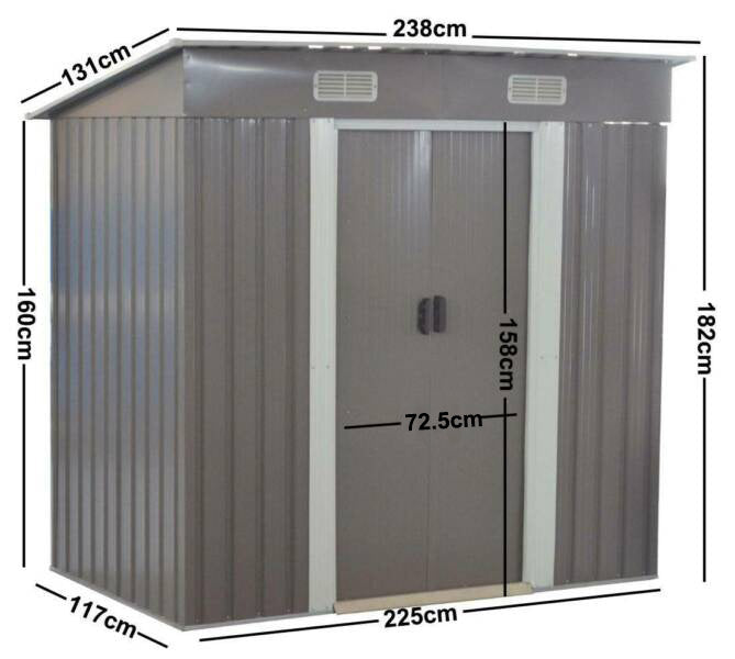 2.38x1.31x1.82M Heavy-Duty Garden Shed for Tool Storage | Weather-Resistant Outdoor Organizer BM668 | Perfect for Backyard, Garage & Workshop Organization