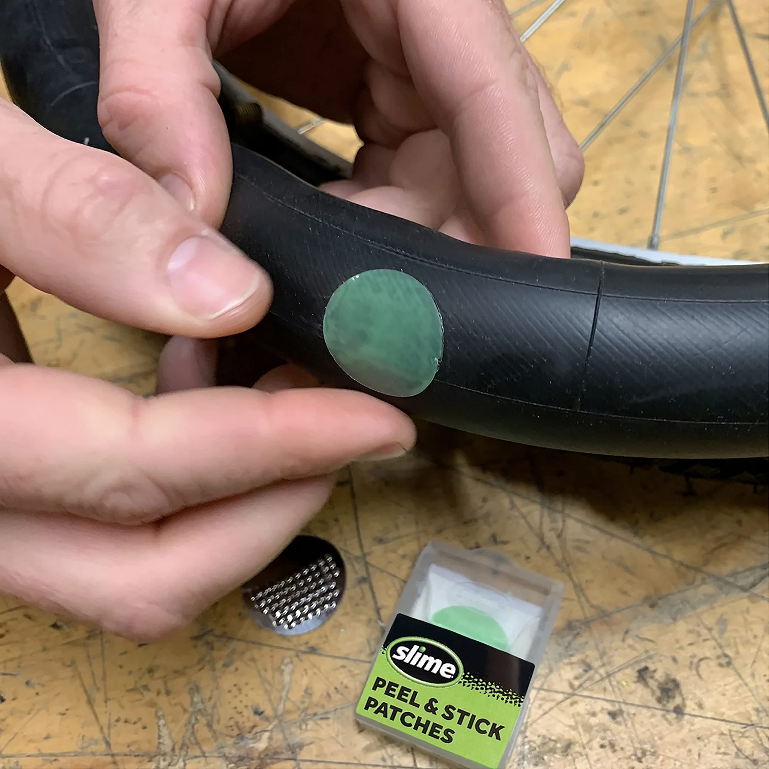 Slime 20483 SKABS Bike Tire Repair Kit - 10 Peel-and-Stick Patches with 3 Tire Levers for Quick Flat Fix | Perfect for Mountain Bikes, Road Bikes & Commuter Bicycles