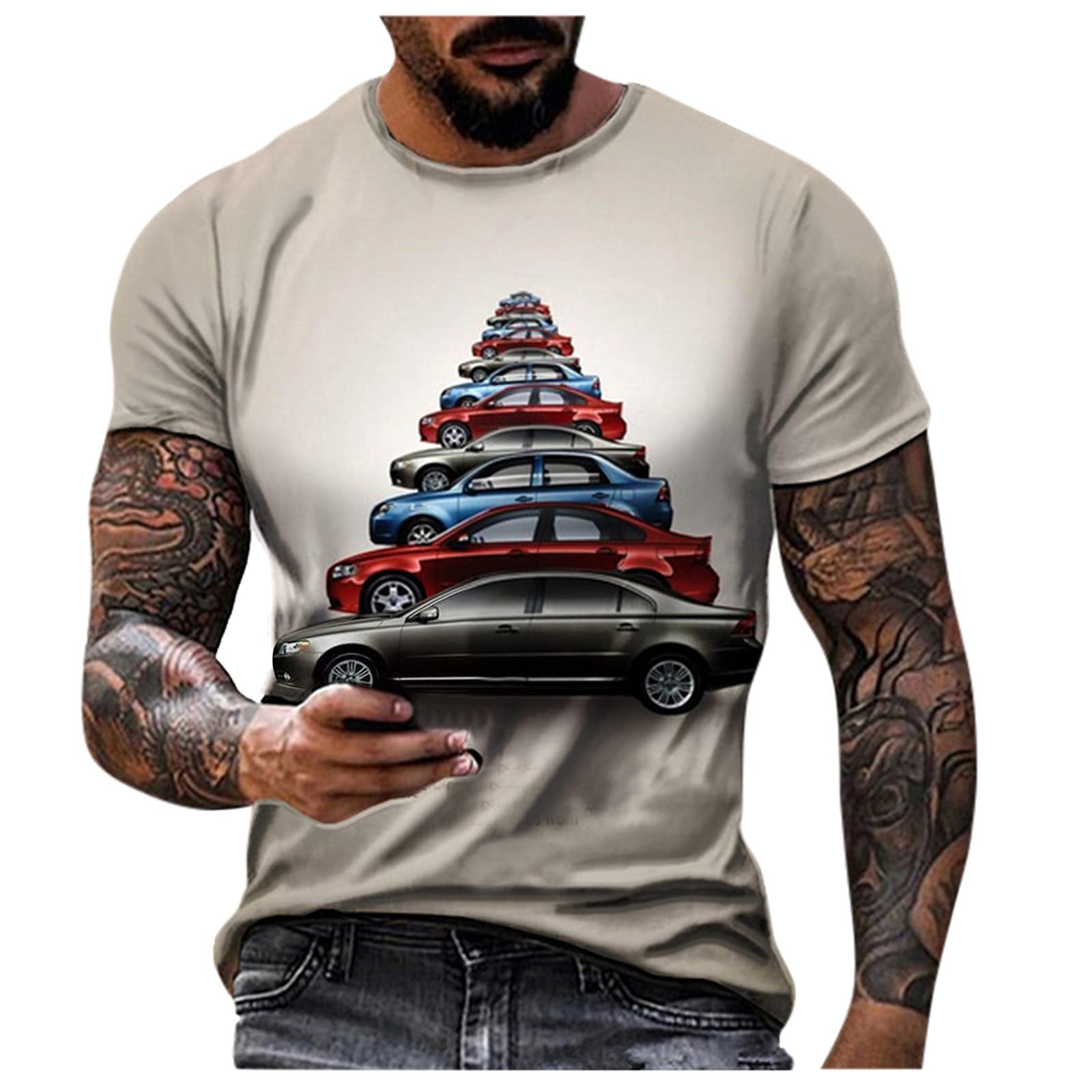 BEUU Men's Christmas T-Shirts - 3D Santa Claus Print Short Sleeve Crewneck Tee for Holiday Parties, Casual Wear & Workout - Festive Xmas Soldier Design