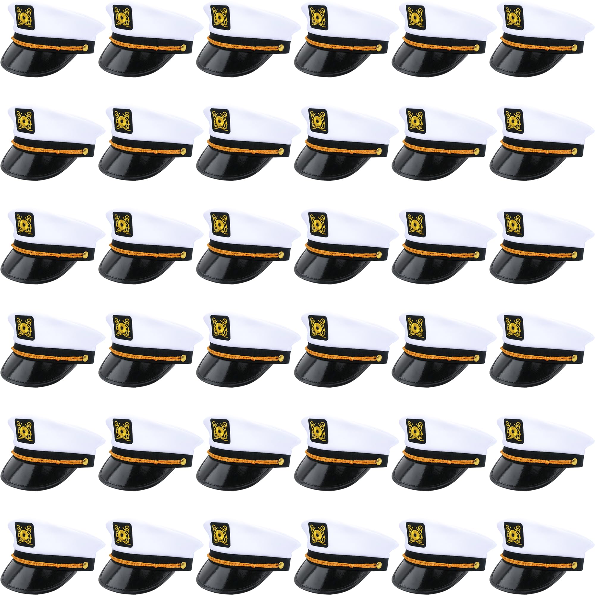 Bulk White Adjustable Captain Hats - Nautical Sailor Boat Hats for Cruise Theme Parties, Halloween & Cosplay Costume Accessories | Perfect for Pirate Events, Navy Uniforms & Maritime Decor