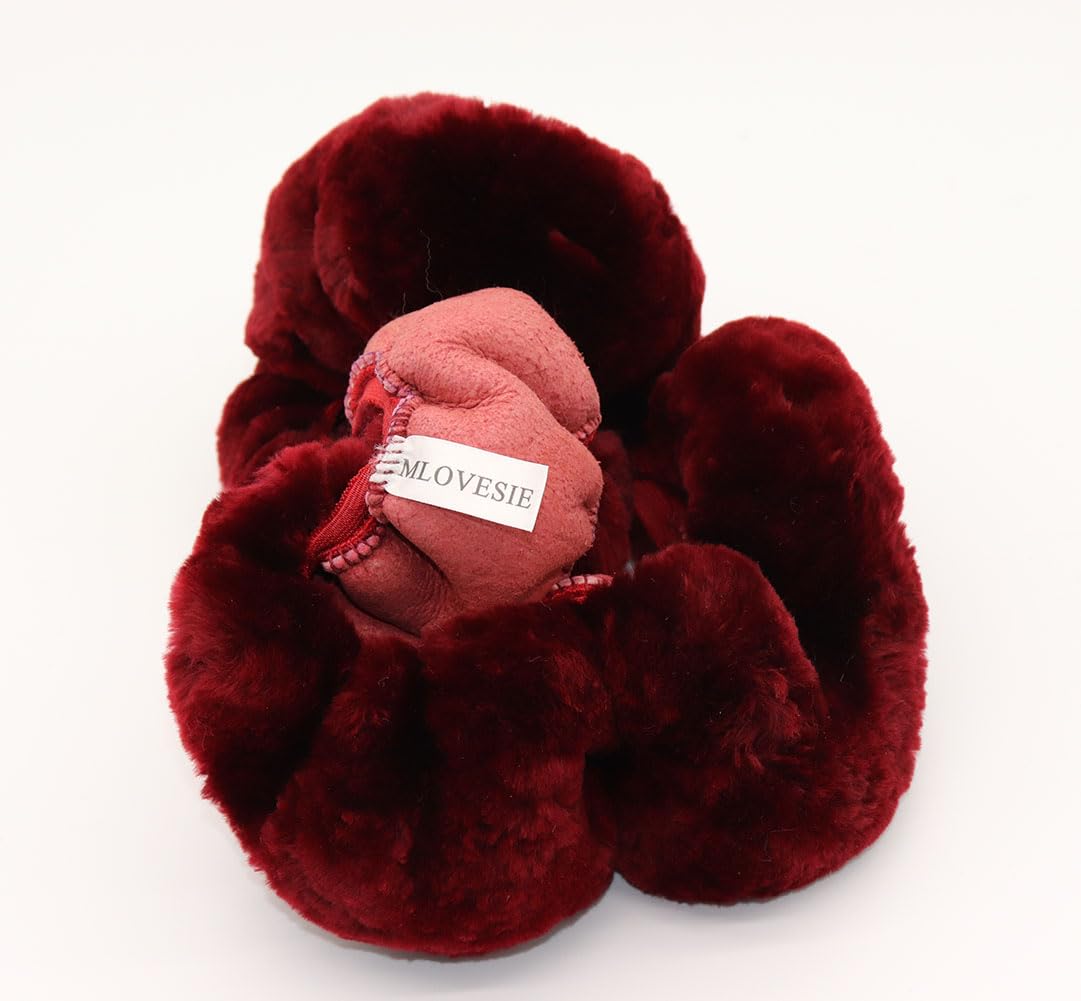 Premium Fluffy Wool Car Steering Wheel Cover - Genuine Sheepskin, Anti-Slip Universal Fit for 15 Inch Wheels (Wine Red) - Luxury Interior Accessories for Women - Perfect for Winter Driving & Comfort Enhancement