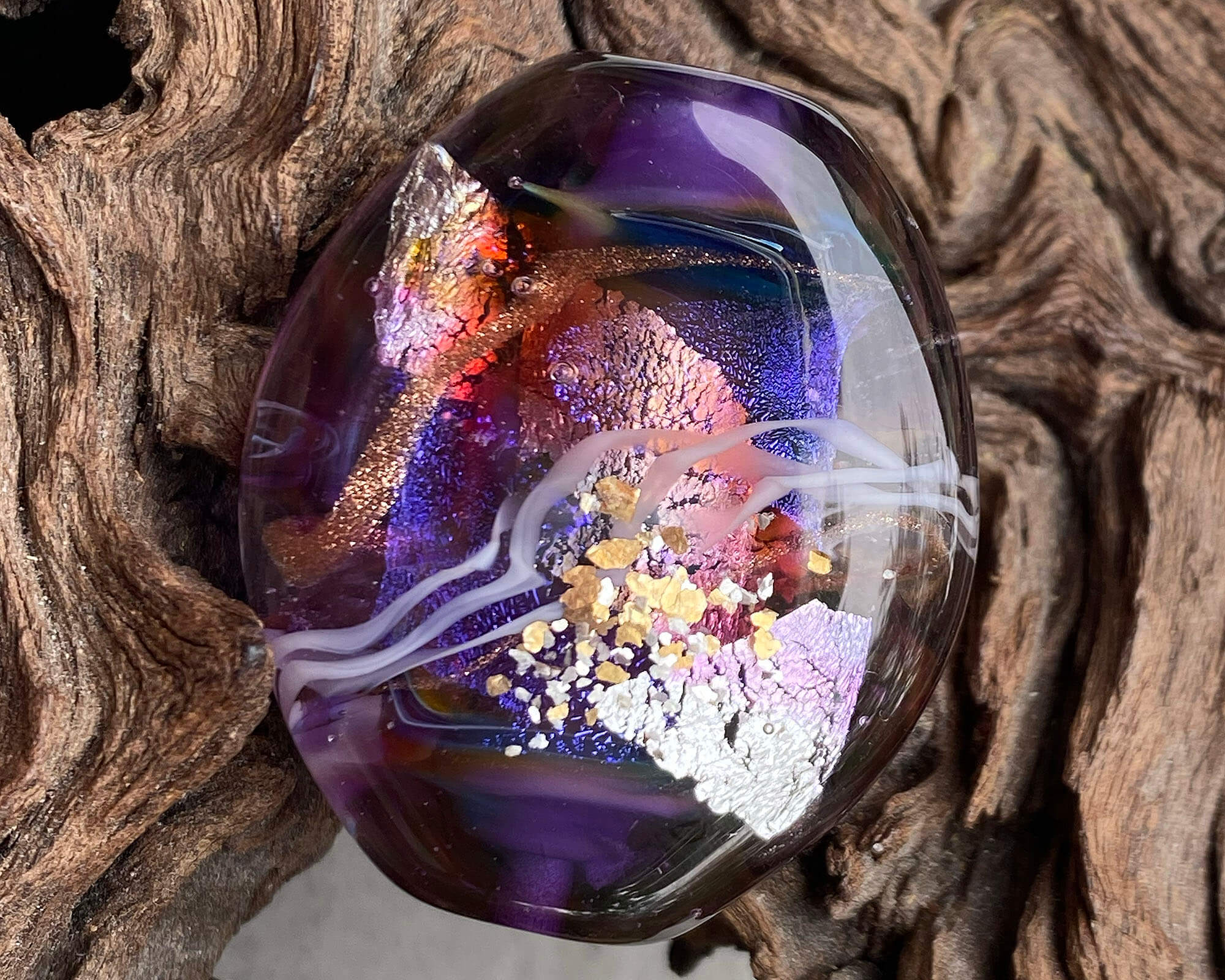 Handmade Purple Treasure Lampwork Glass Focal Bead - SRA Certified Artisan Jewelry Bead for Necklace, Bracelet & DIY Craft Projects - Perfect for Beading, Jewelry Making & Gift Giving