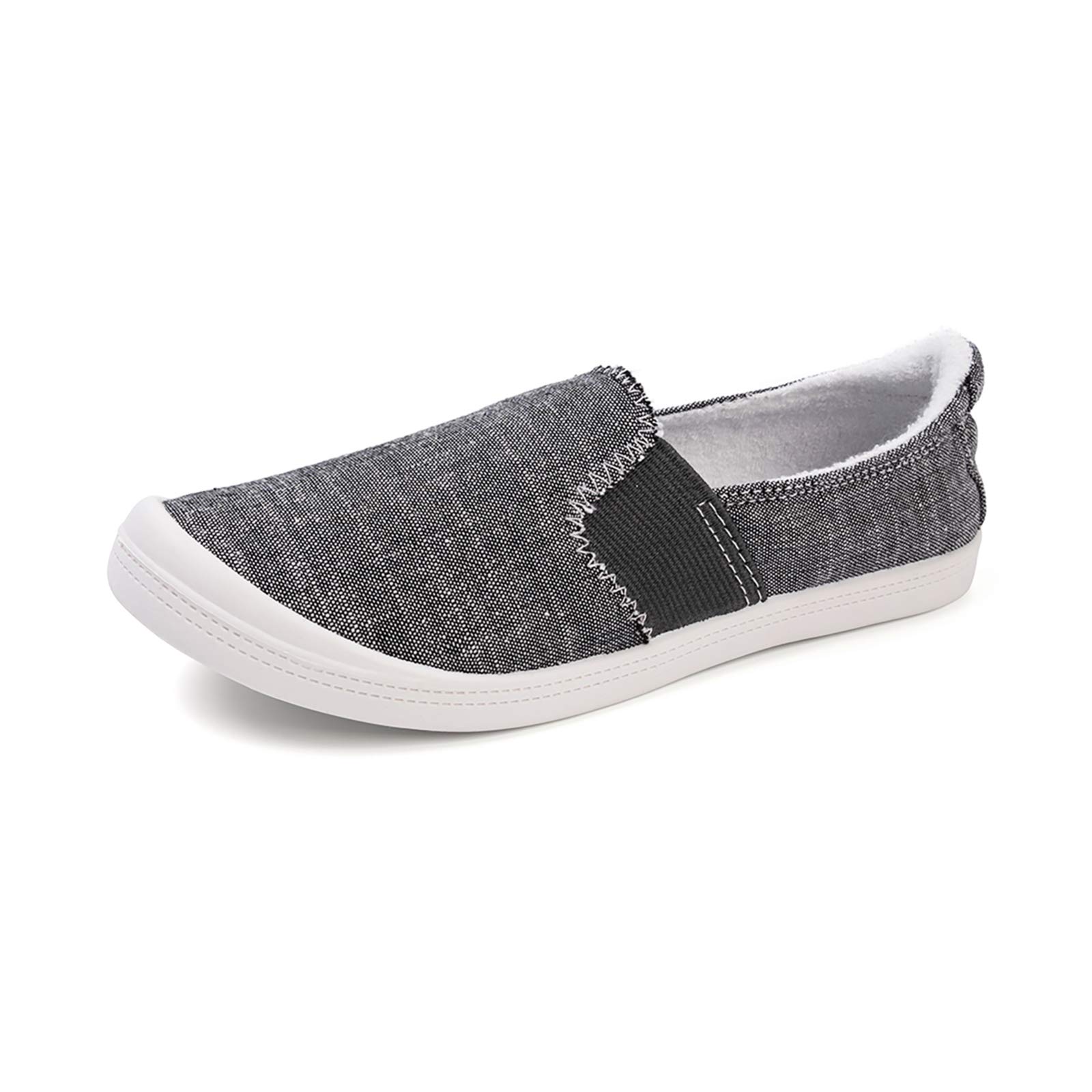 FunkyMonkey Women's Comfort Low Top Canvas Slip-On Sneakers - Classic Casual Walking Shoes for Everyday Wear, Travel & Light Exercise
