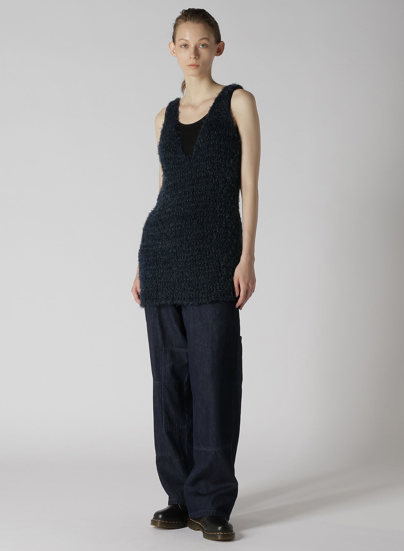Combi Color Jersey V-Neck Compact Knit Vest for Women - Lightweight & Breathable Layering Top for Casual Wear & Office Outfits
