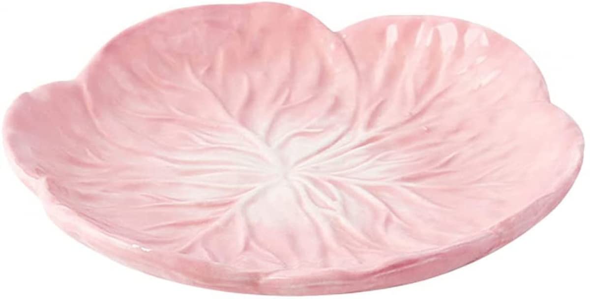 NENYAO 1pc Ceramic Bowl & Plate Set - Elegant Chinese Cabbage Design, Durable Tableware for BBQ, Outdoor Dining, Kitchen & Home Decor - Pink