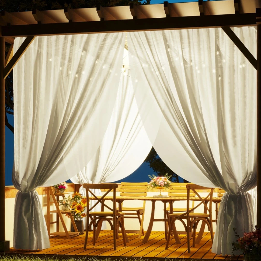 Rita Waterproof Semi-Sheer Outdoor Curtains for Patio, Deck & Porch - UV Resistant & Weatherproof Window Drapes for Sun Protection & Privacy