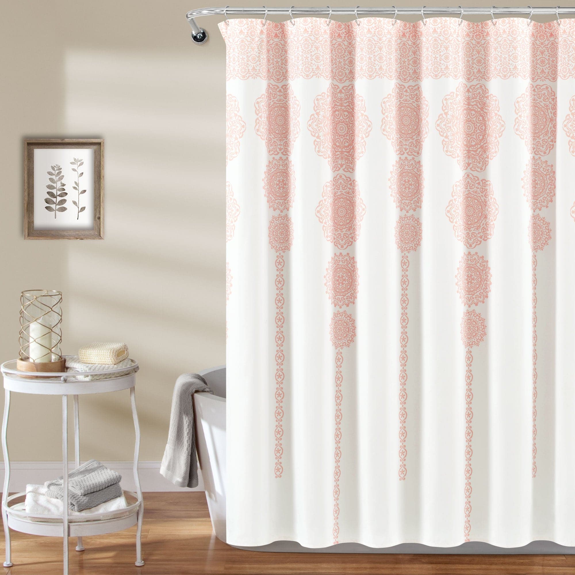 Stripe Medallion Shower Curtain - Waterproof Bathroom Decor with Modern Design for Home & Hotel Use