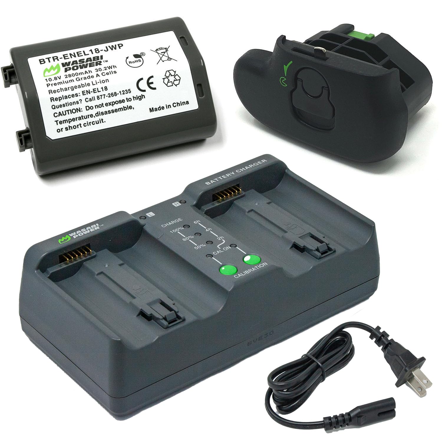 Wasabi Power Battery & Charger Bundle for Nikon EN-EL18/18a/18b/18c - Compatible with Nikon D4/D4S/D5/D6/D850 DSLR Cameras - Includes MH-33/MH-26 Charger & BL-5 Cover - Perfect for Professional Photography & Videography