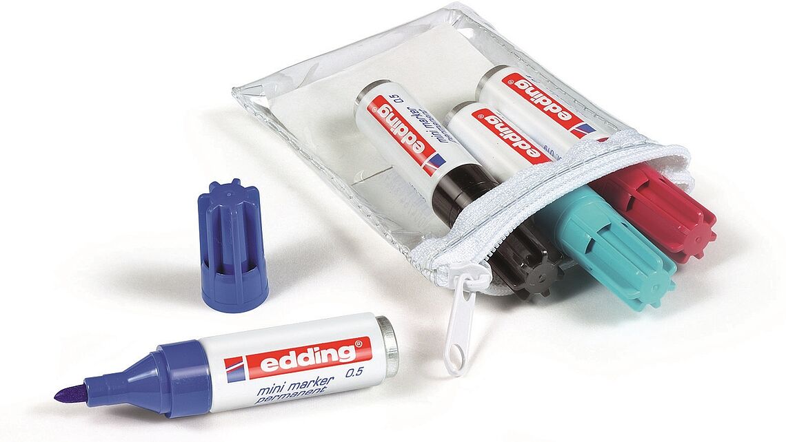 Edding Mini Permanent Markers Set - 12 Vibrant Colors for Art, Crafts & Office Use - Fine Tip Waterproof Ink for Paper, Plastic & More - Ideal for DIY Projects, Bullet Journaling & Labeling