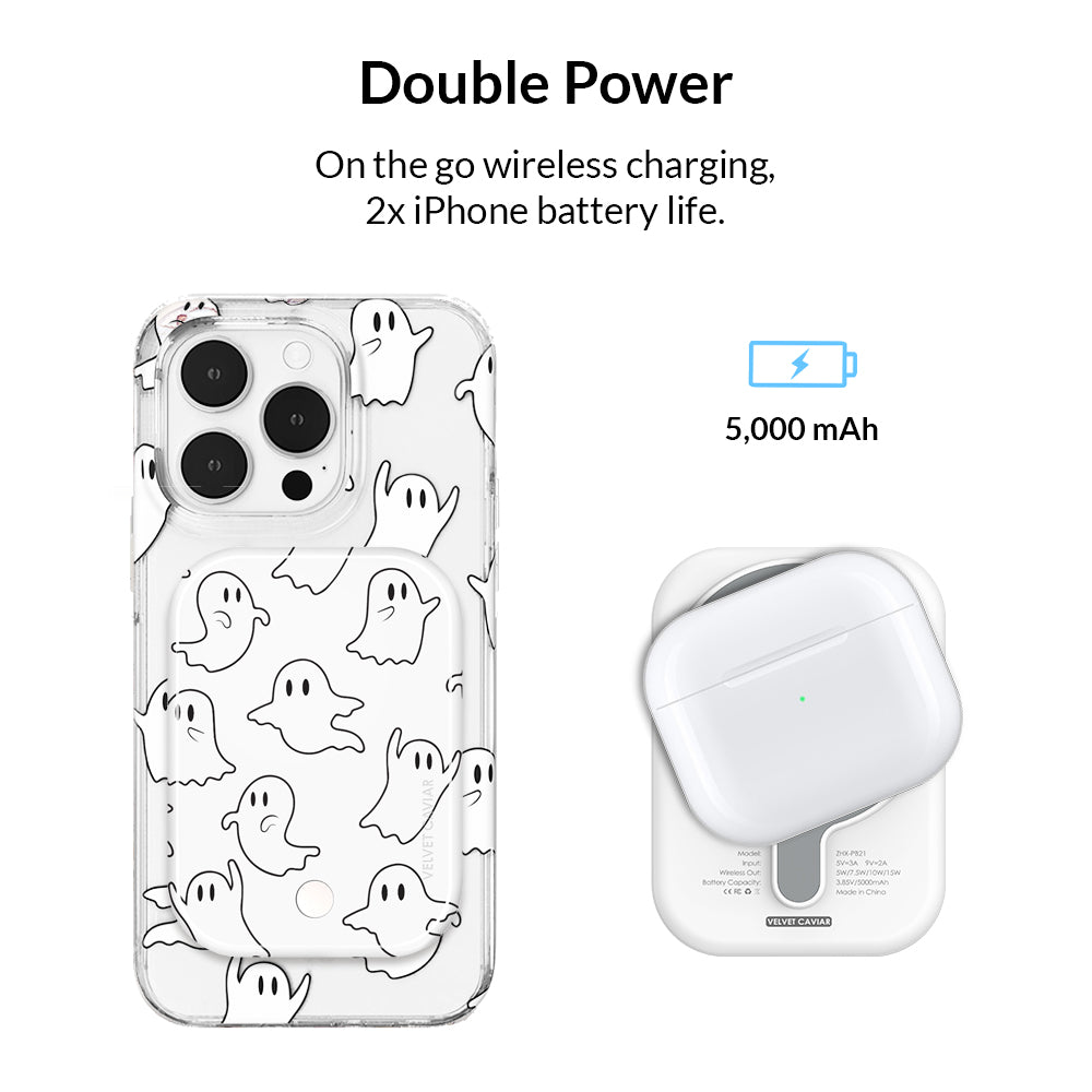 Ghosted MagSafe Battery Pack - 5000mAh Portable Charger for iPhone 12/13/14 | Slim Magnetic Power Bank with Fast Charging | Perfect for Travel, Work & Outdoor Adventures
