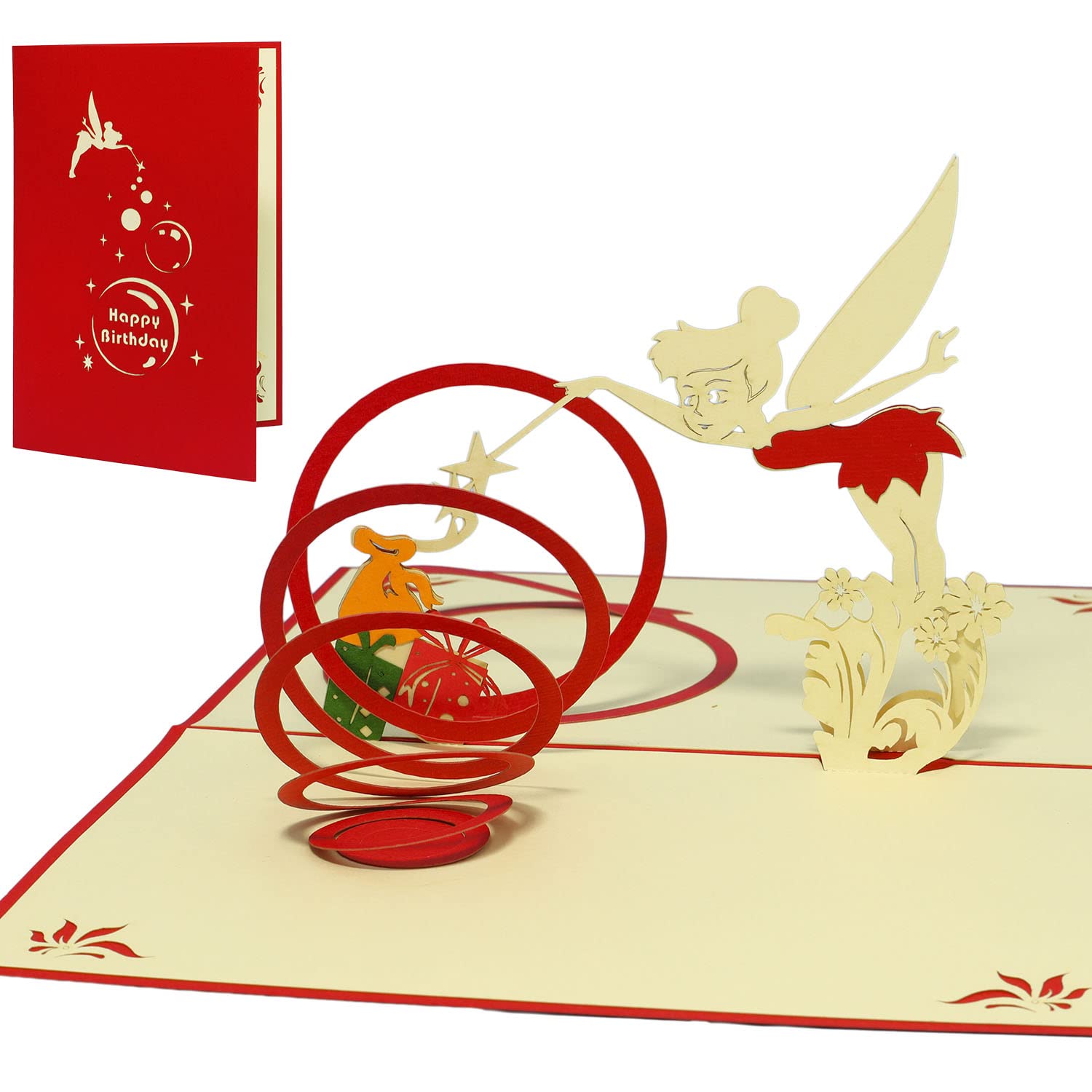 LINPOPUP® 3D Pop-Up Birthday Card for Girls - Happy Birthday Greeting Card with Elf Design (N14) - Perfect for Birthdays, Congratulations & Special Occasions