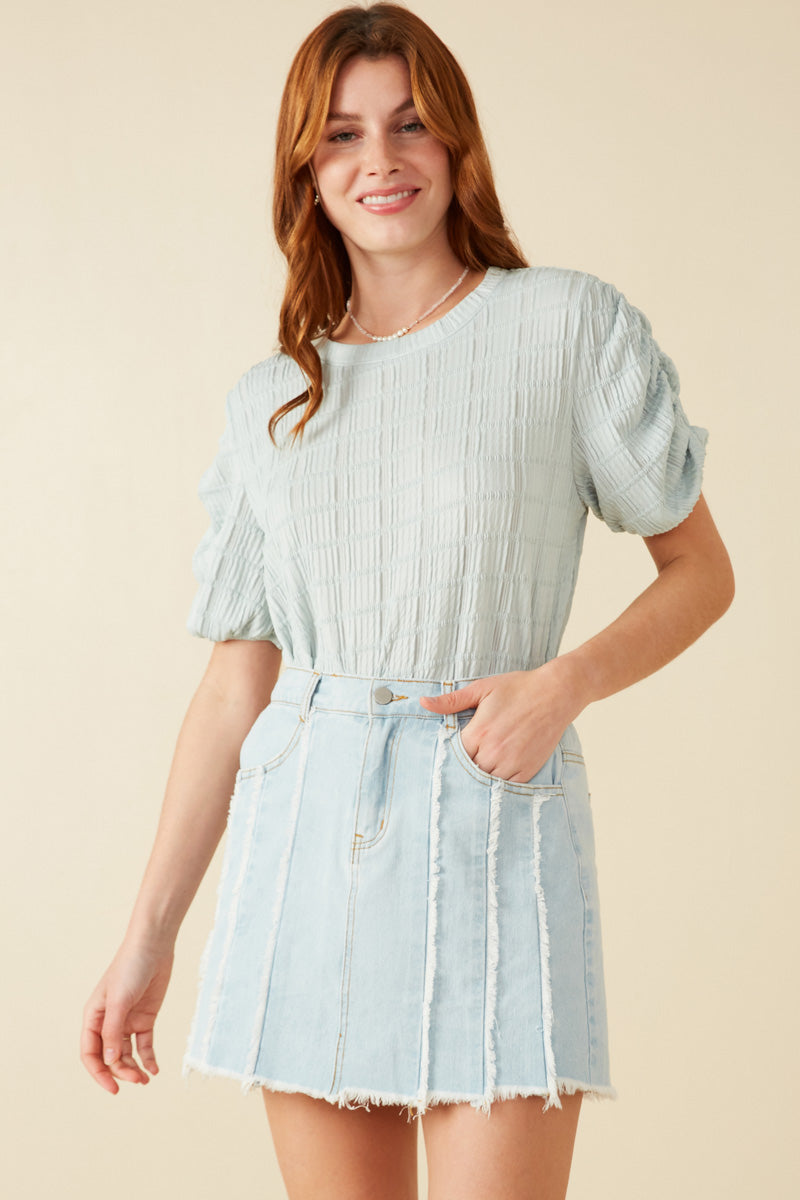 Distressed Frayed Hem Denim Skirt for Women - Vintage High Waisted A-Line Mini Skirt with Raw Edge Details | Perfect for Casual Outfits, Street Style & Summer Fashion