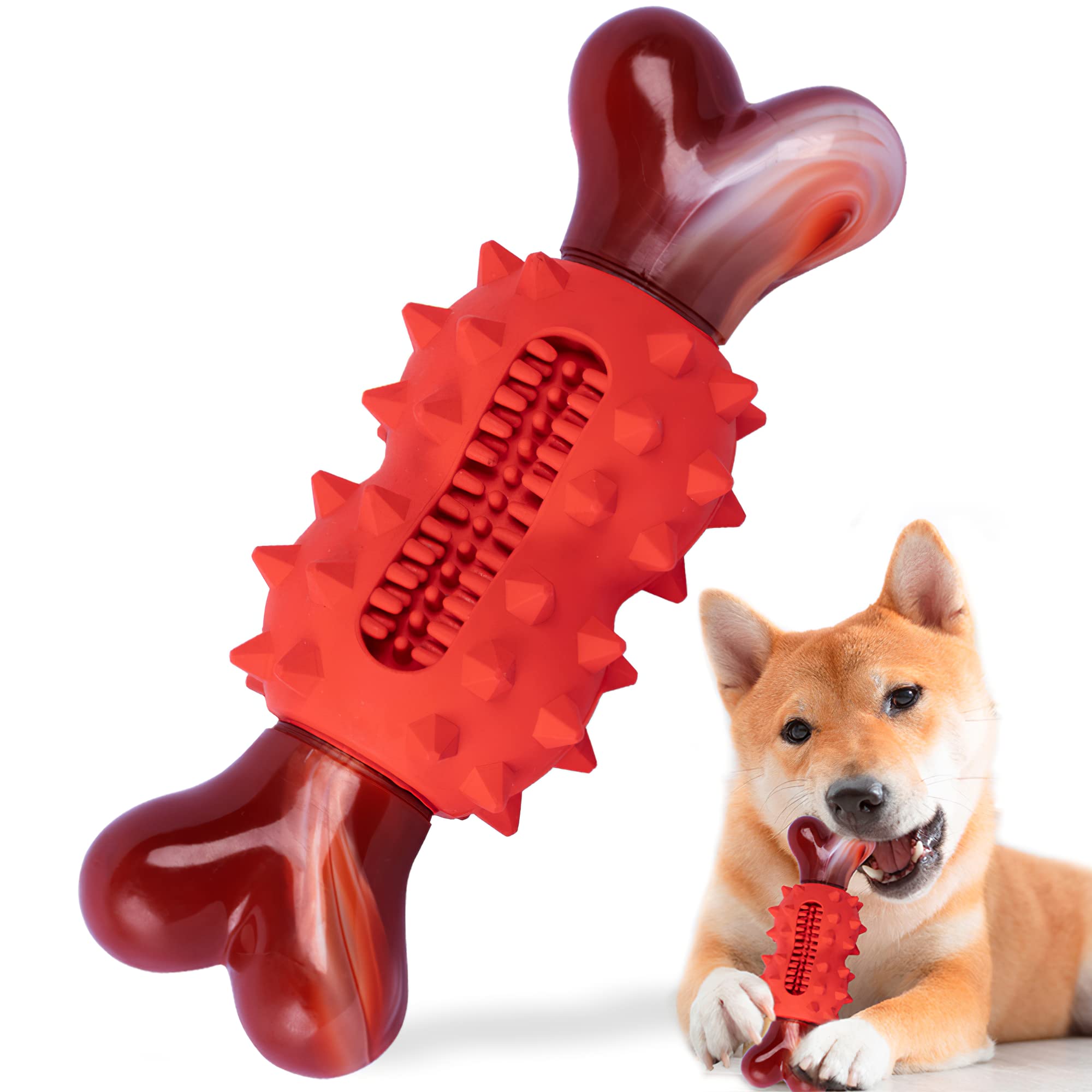Durable Rubber Dog Chew Toy - Bite-Resistant Interactive Bone for Teeth Cleaning & Food Dispensing - Perfect for Indoor Play & Training