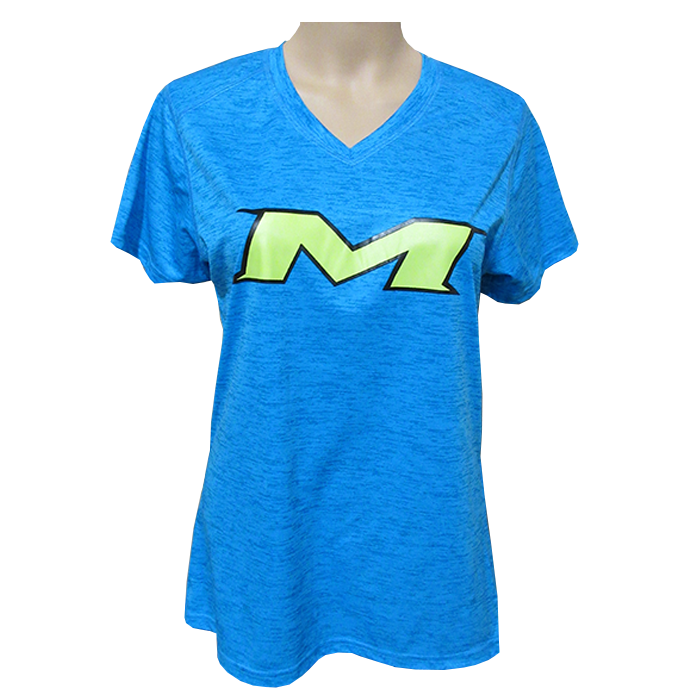 Miken Tonal Blend Ladies V Neck Tee - Badger Print (Electric Blue/Black/Yellow) | Soft & Comfortable Women's T-Shirt for Casual Wear, Gym & Everyday Outfits
