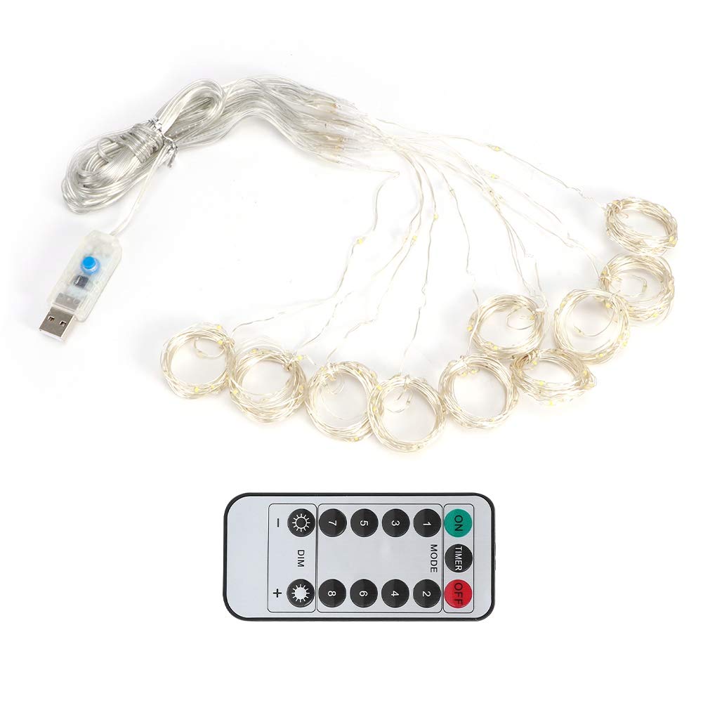 Jeanoko 200LED Waterproof String Lights - IP67 Rated, 8 Lighting Modes, Fairy Curtain Lights for Bedroom, Wedding, Valentine's Day, Party & Outdoor Decor