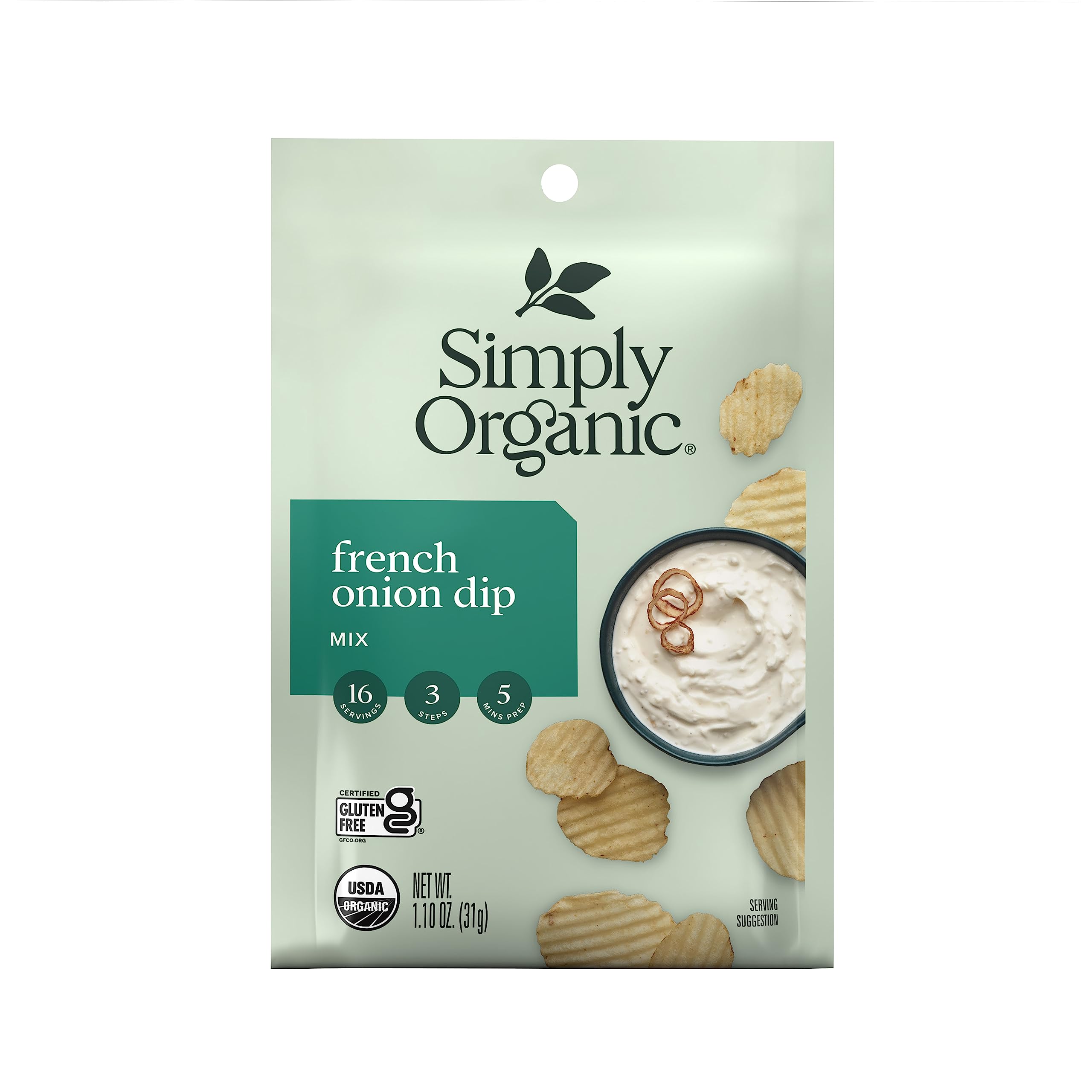 Organic French Onion Dip Mix - USDA Certified, Gluten-Free, Non-GMO | 1.1 oz (Pack of 4) | Perfect for Parties, Chips & Veggie Dips