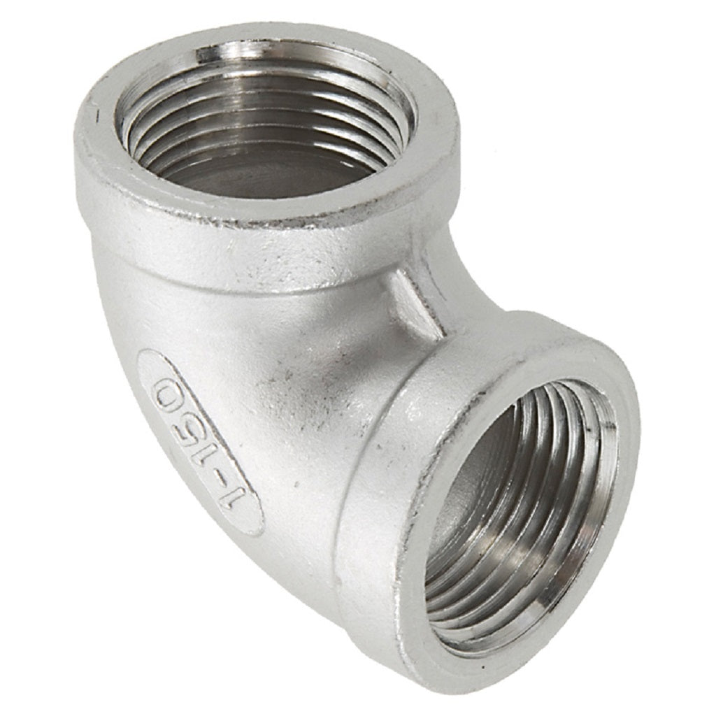90 Degree Stainless Steel Elbow Fitting - Female Thread NPT Connector for Low Pressure Plumbing, Piping & Water Systems - Perfect for Home, Industrial & Marine Applications