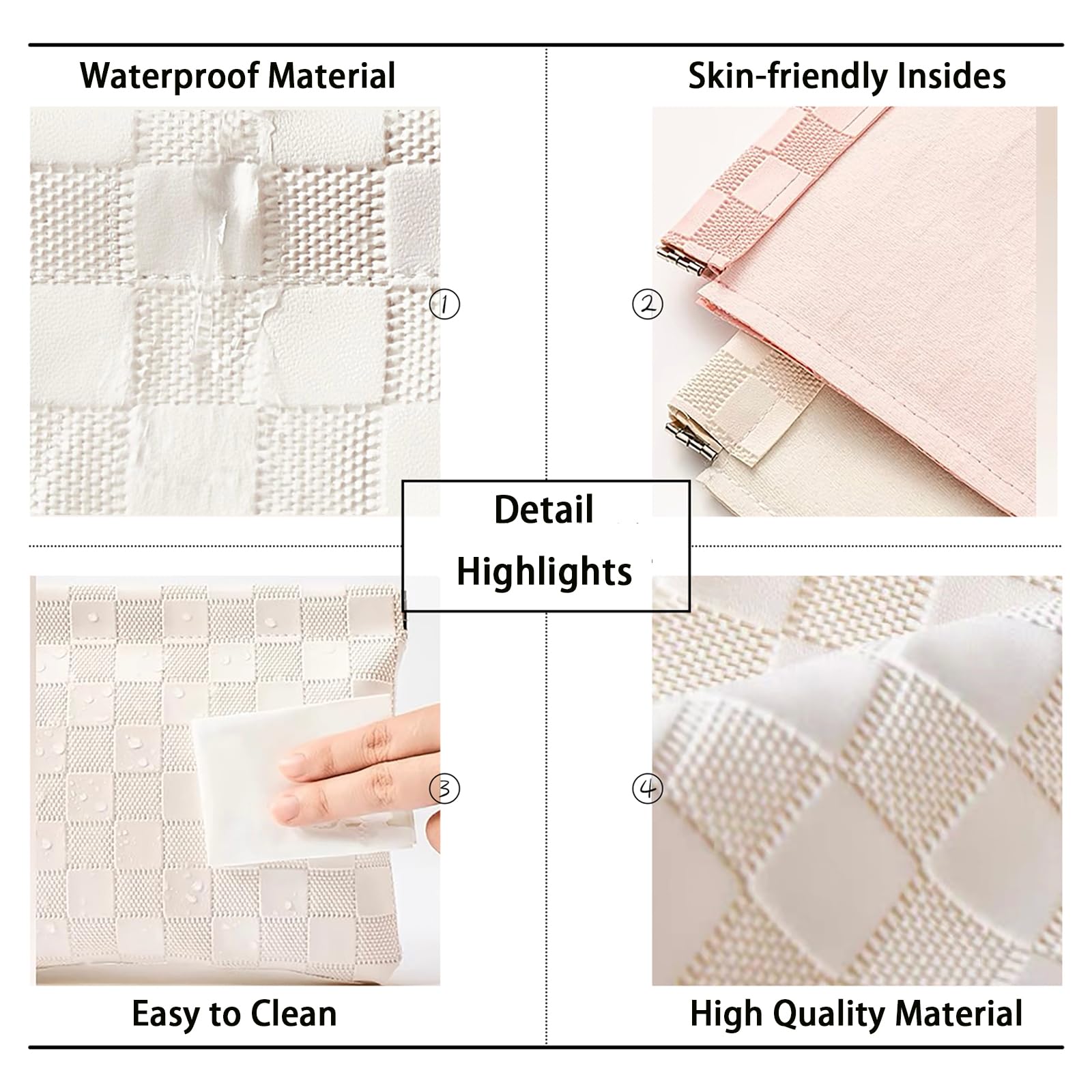 2 Pack Small Waterproof Makeup Bags for Women - Mini Cosmetic Pouch for Purse, Travel, Lipstick, Jewelry & Coin Storage - Portable Organizer Set (White) | Perfect for Everyday Carry, Gym & Travel Essentials