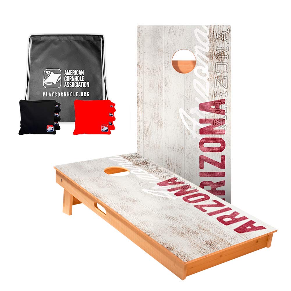 ACA American Cornhole Association Star State Professional Cornhole Boards Set with 8 Corn-Filled Bags & Nylon Tote - Regulation Size for Backyard, Tailgating, and Outdoor Parties
