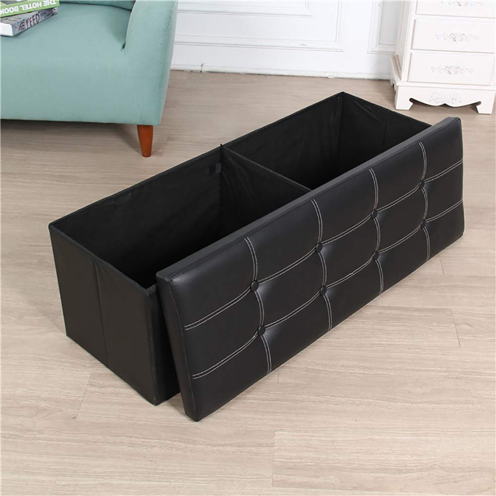 FOME PU Leather Storage Ottoman Cube - Foldable Foot Stool with Thickening Sponge, Toy Chest & Quick Assembly (43.3x14.9x14.9in) - Perfect for Living Room, Bedroom & Nursery Organization