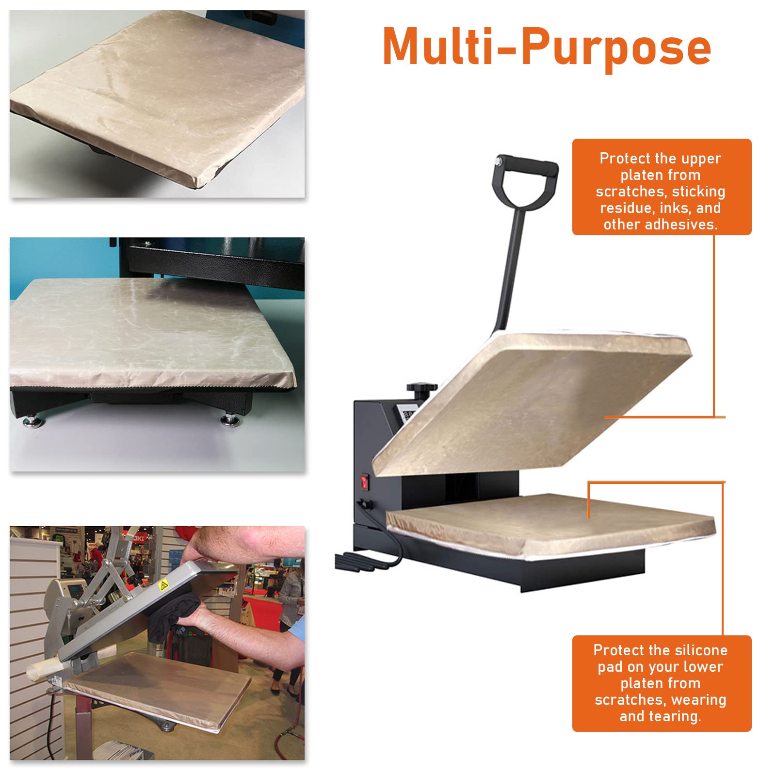 Heavy Duty Heat Press Platen Wrap Cover - 15x15 Inch Sublimation Heat Press Machine Plate Protector for T-Shirts, Mugs & DIY Projects