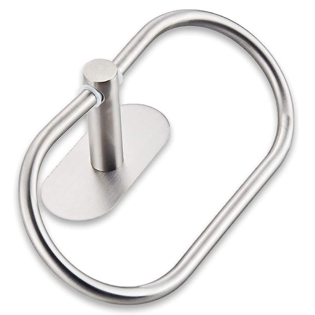 No Drill Self-Adhesive Towel Ring Holder - 304 Stainless Steel Bathroom Towel Rack with Brushed Nickel Finish (Silver) - Perfect for Small Spaces, Apartments, RVs & Dorm Rooms