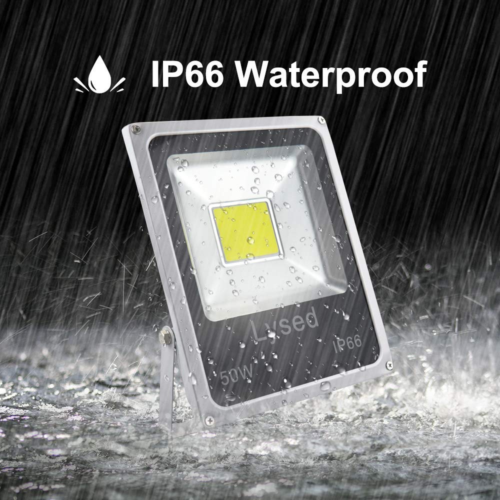 50W 12V LED Flood Lights 2-Pack - Daylight White 5000K, IP66 Waterproof Outdoor Security Lights for Driveway, Garden, Yard, and Bowfishing - Wide Voltage DC 12V-60V