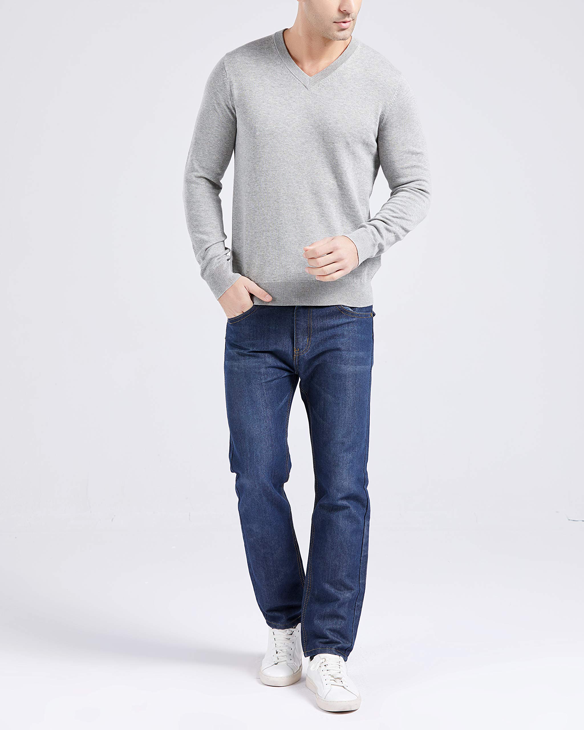 Gilboa Men's 100% Cotton V-Neck Sweater - Soft & Comfortable Pullover for Casual Wear - Perfect for Office, Outings & Layering | Black