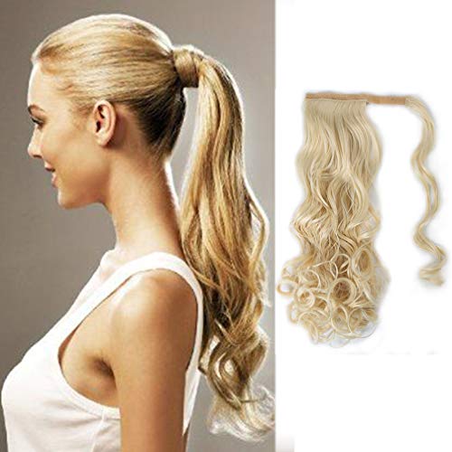 RemeeHi Clip-in Ponytail Hair Extensions - 18 Inch Long Wavy Human Hair Wrap Around Pony Tail for Women (120g, Color #6) | Perfect for Parties, Weddings & Everyday Styling