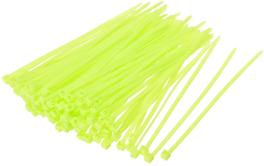 MroMax 200pcs 6-Inch Nylon Cable Ties - Heavy Duty Self-Locking Wire Ties for Cord Management, Fluorescent Green (150mm x 2.5mm) - Perfect for Home, Office, and DIY Electrical Projects