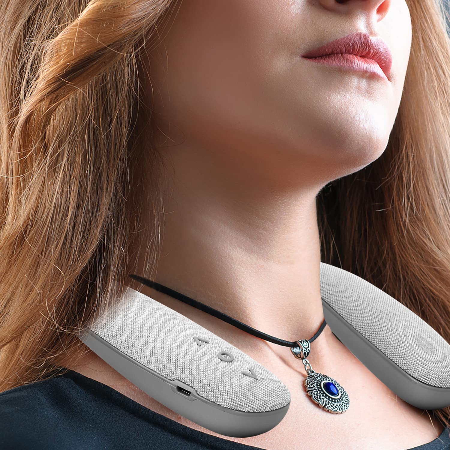 QiCheng & LYS Neckband Bluetooth Speakers - Wireless Wearable Neck Speakers with Theater Stereo Surround Sound, Comfortable Design for Home, Work, TV, Gaming, and Outdoor Activities (908 Grey)