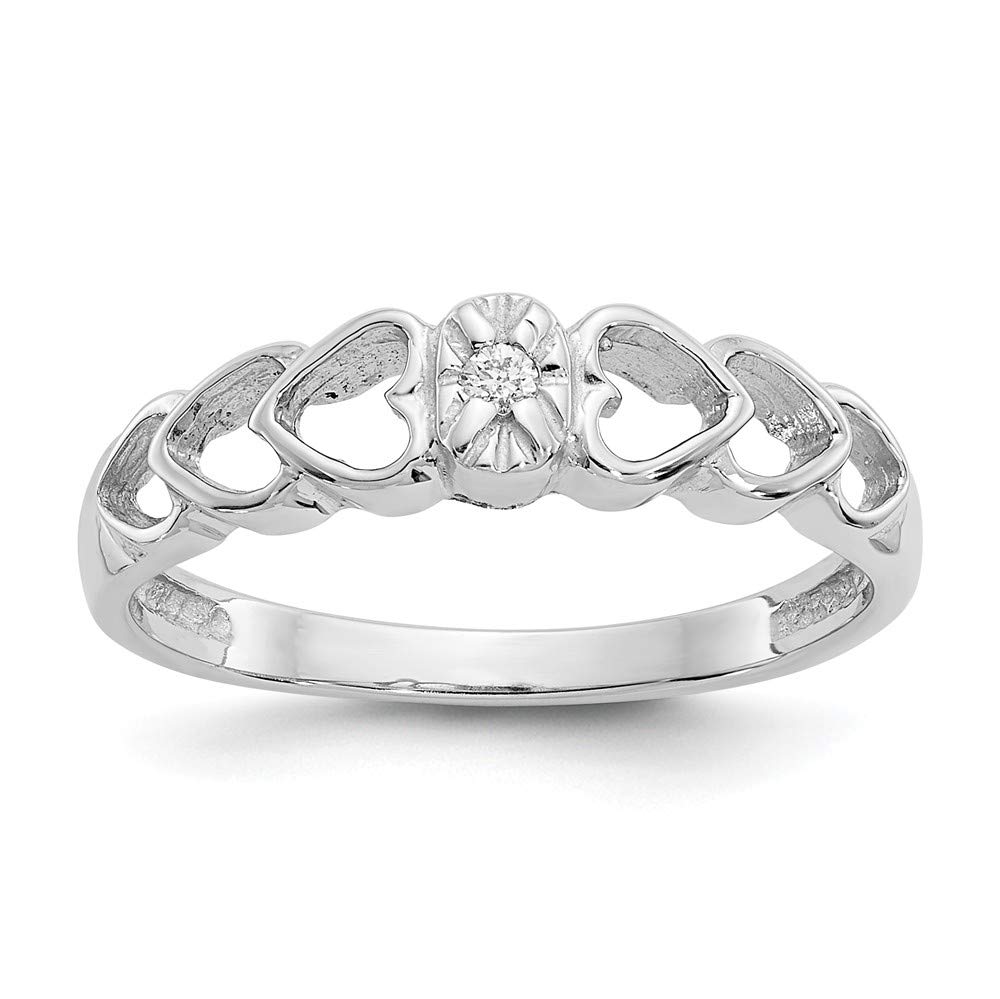 14K White Gold AA Diamond Heart Ring - Size 6 - Elegant Jewelry for Valentine's Day, Anniversary & Romantic Gifts