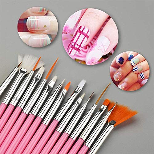 15pcs Professional Nail Art Brush Set - Dotting, Painting, Drawing & UV Polish Tools for Manicure & Nail Design (20 Colors) - Perfect for Salon, Home DIY & Professional Nail Artists