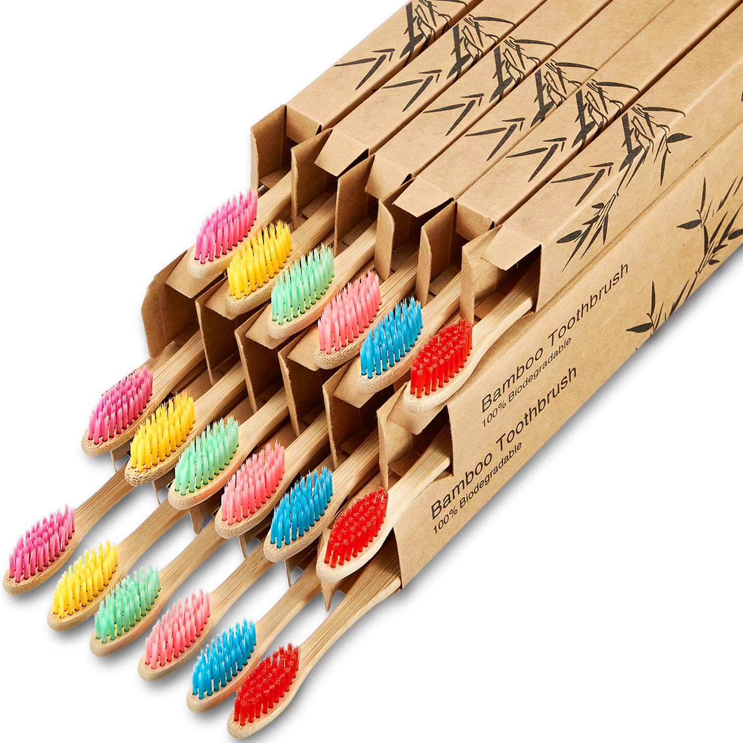 Eco-Friendly 18-Pack Bamboo Toothbrushes | BPA-Free Nylon Bristles, Ergonomic Handle | Biodegradable & Sustainable Oral Care | Perfect for Travel, Home & Zero-Waste Lifestyle (Assorted Colors)