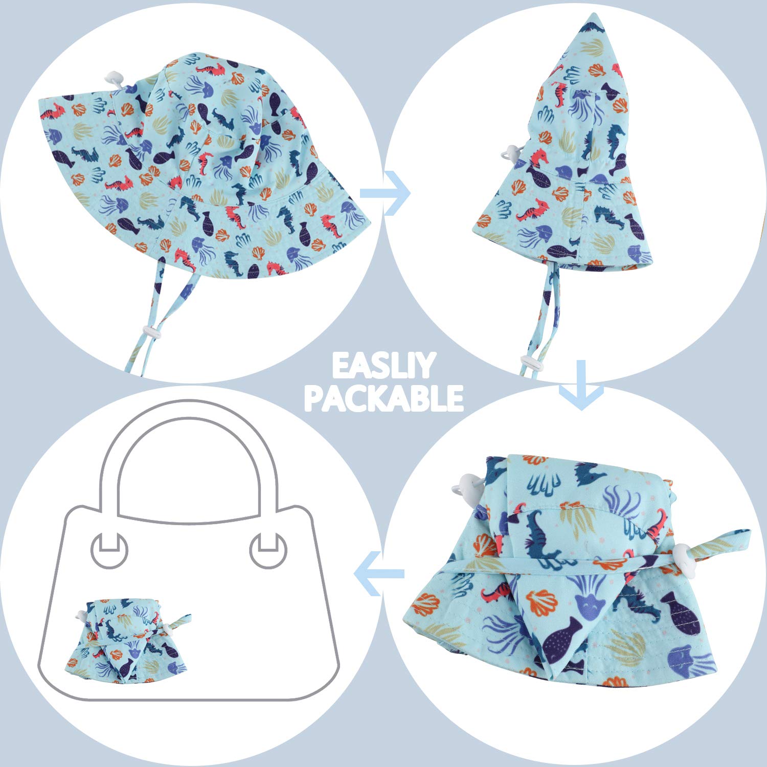 UPF 50+ Baby Sun Hat for Toddlers - Adjustable Wide Brim Beach Swim Hat for Boys & Girls - Summer Sun Protection for Infants - Perfect for Outdoor Play, Beach Trips & Pool Days