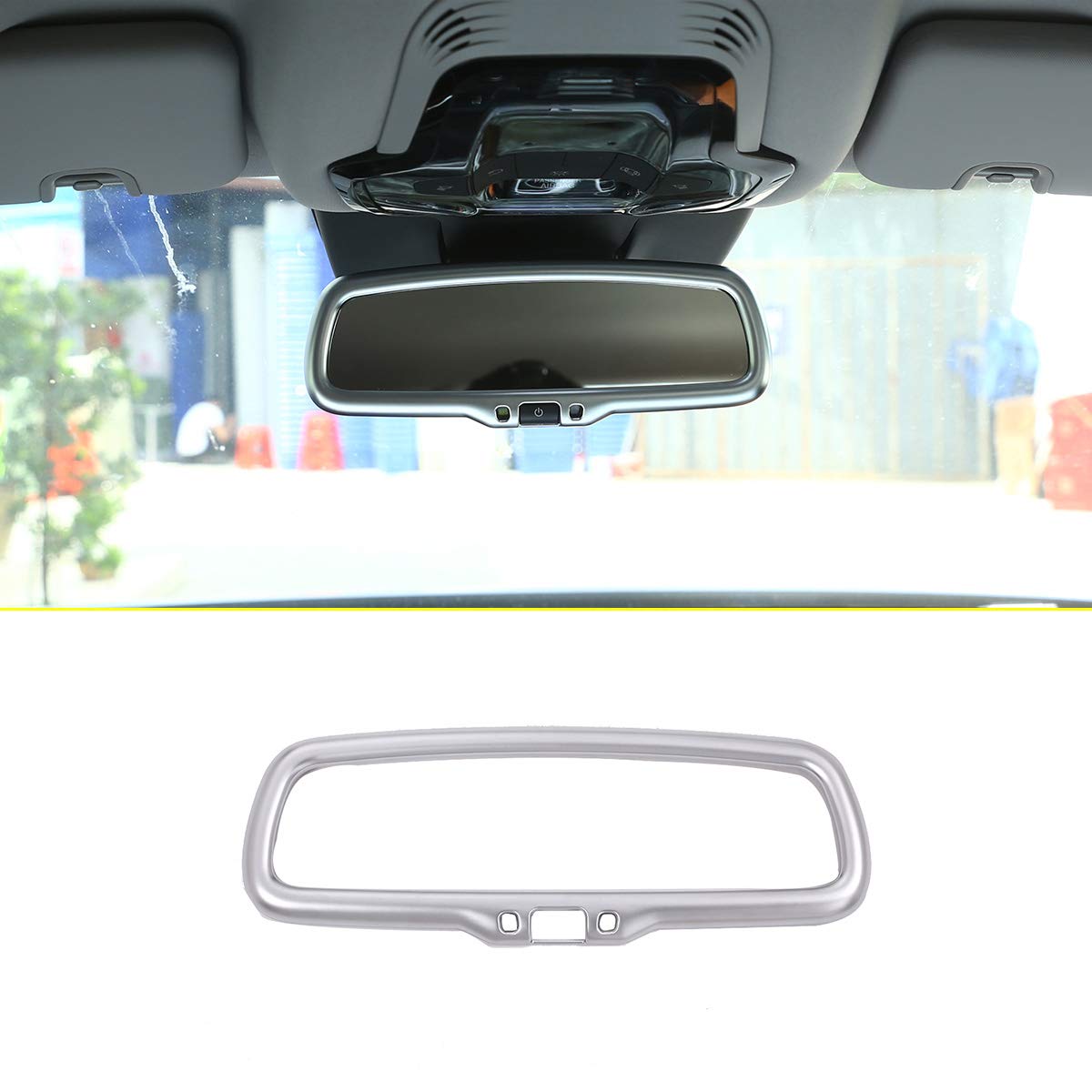 ABS Plastic Car Interior Rearview Mirror Frame Trim Accessories for Alfa Romeo Giulia & Stelvio 2016-2019 - Silver | Interior Upgrade & Customization | Perfect for Car Enthusiasts & DIY Projects
