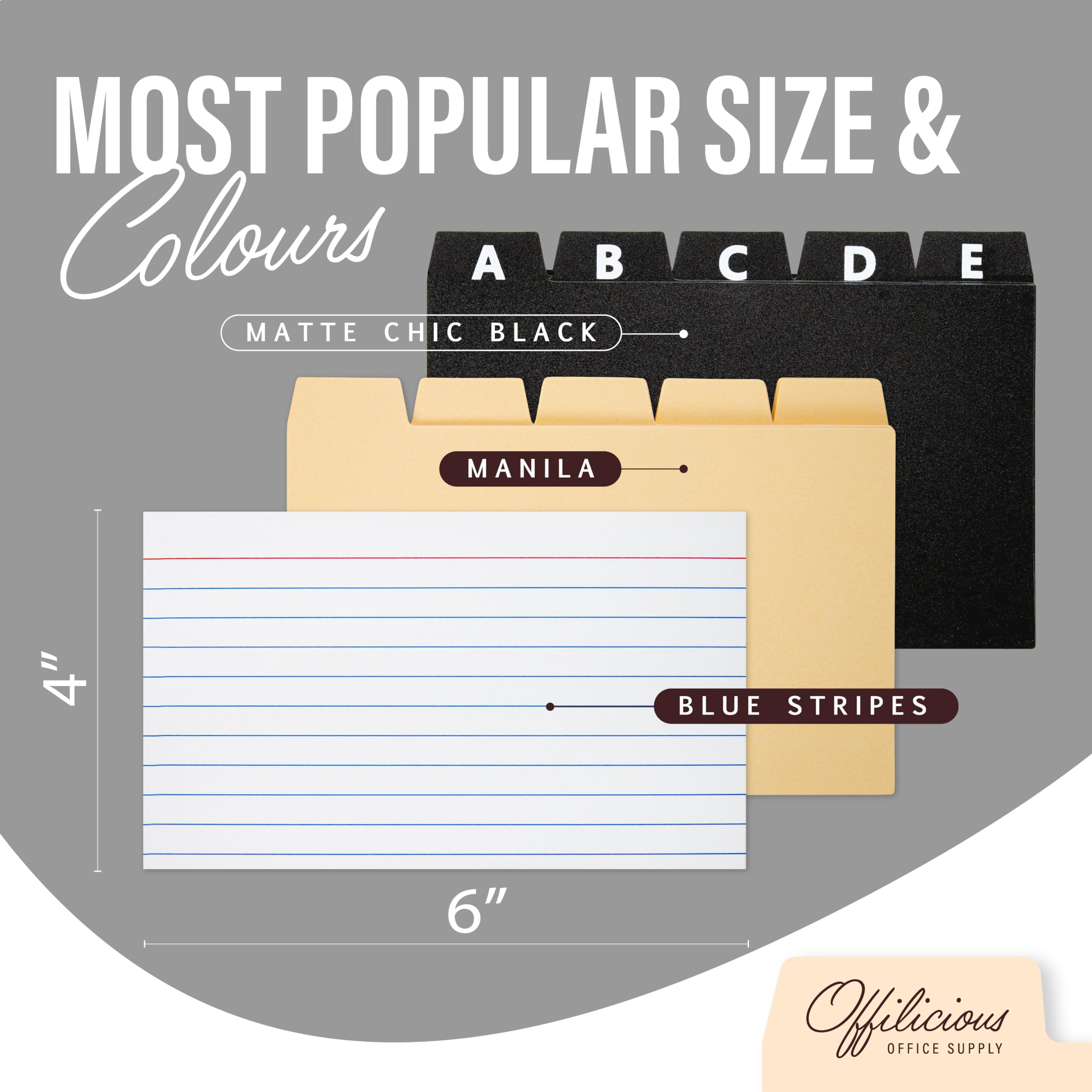 4x6 Black Index Card Holder with Dividers, Ruled Cards & Stickers - Durable Recipe Organizer Box & Flash Card Storage - Perfect for Classroom, Office, and Kitchen Organization