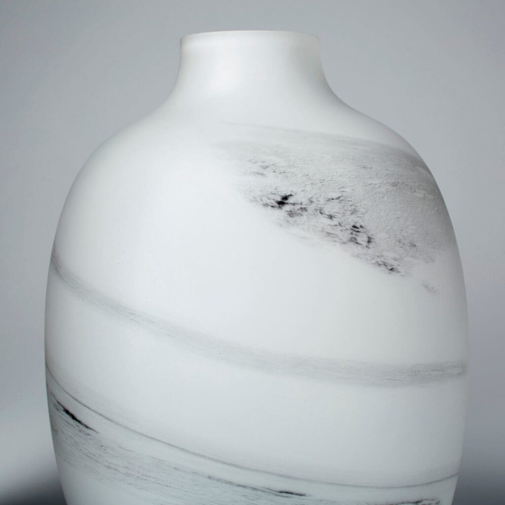 Cyan Design 10469 Moon Mist Vase - Large White and Black Swirl Ceramic Vase for Home Decor, Wedding Centerpiece, Living Room & Dining Table Decoration