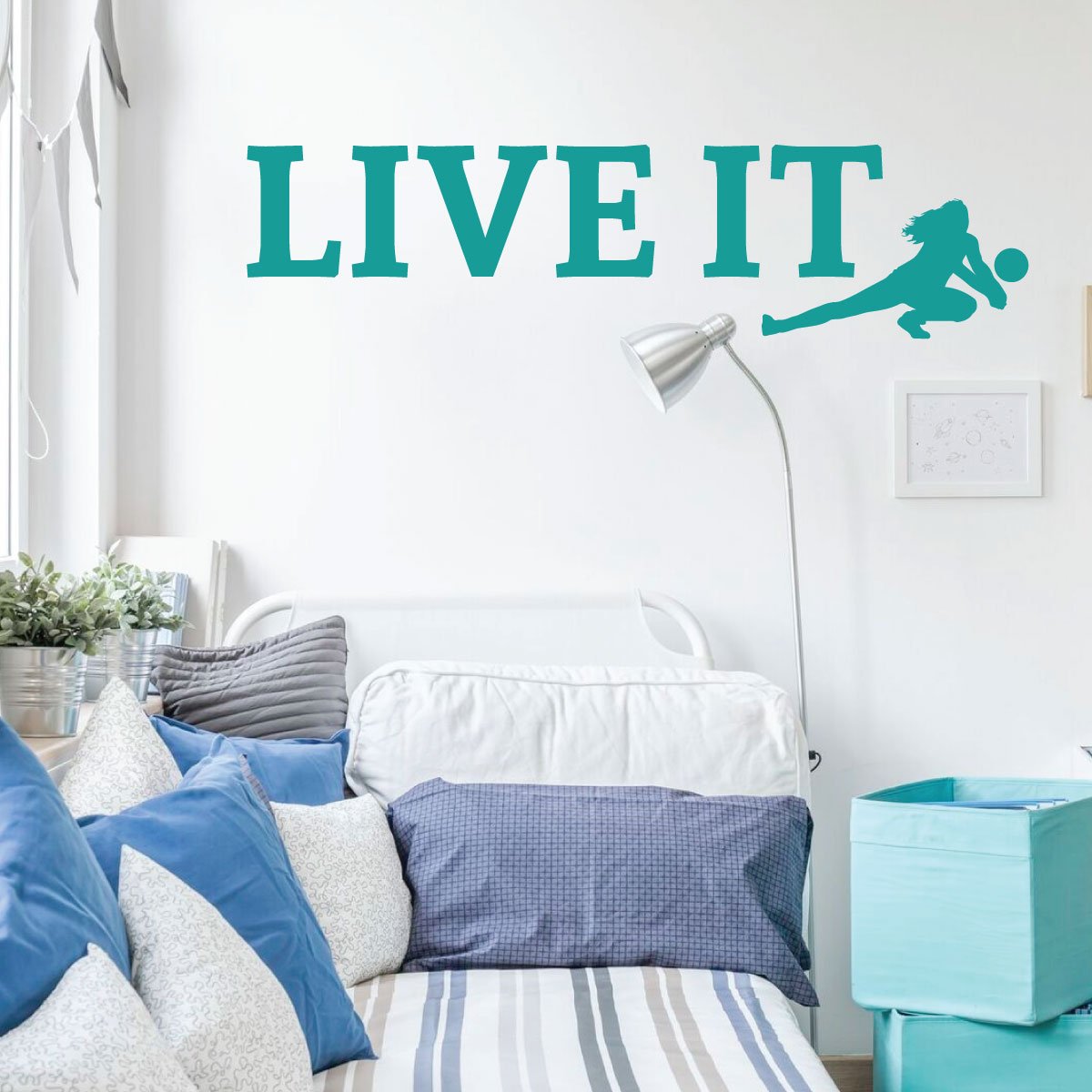 Volleyball Wall Decal - 'Live It' Vinyl Sticker for Girls Bedroom & Playroom - Sports Themed Room Decor - Perfect for Volleyball Lovers & Teen Athletes