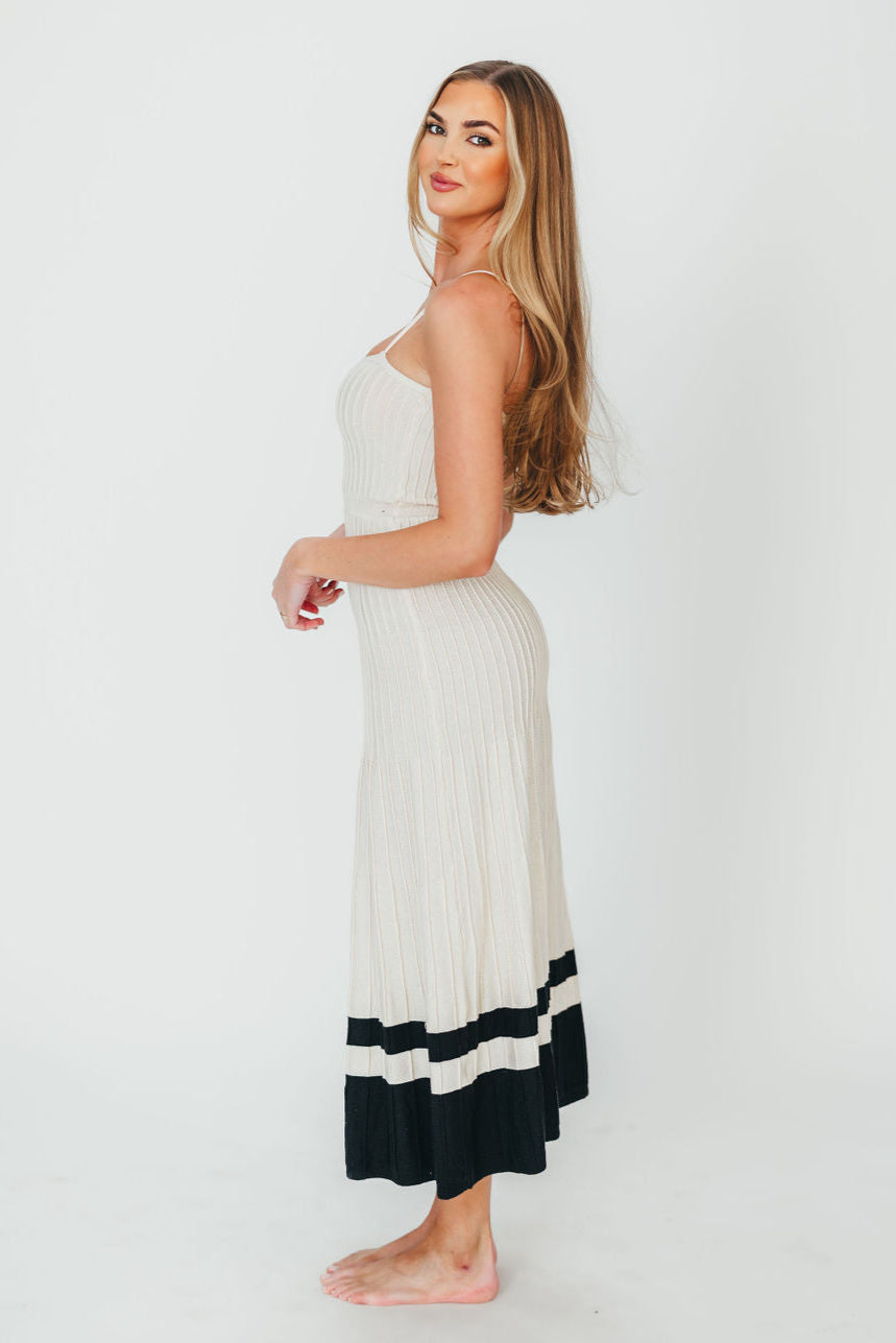 Kenzie Ribbed Knit Dress for Women - Ecru & Black Color Options | Perfect for Casual Wear, Office Outfits, and Date Nights