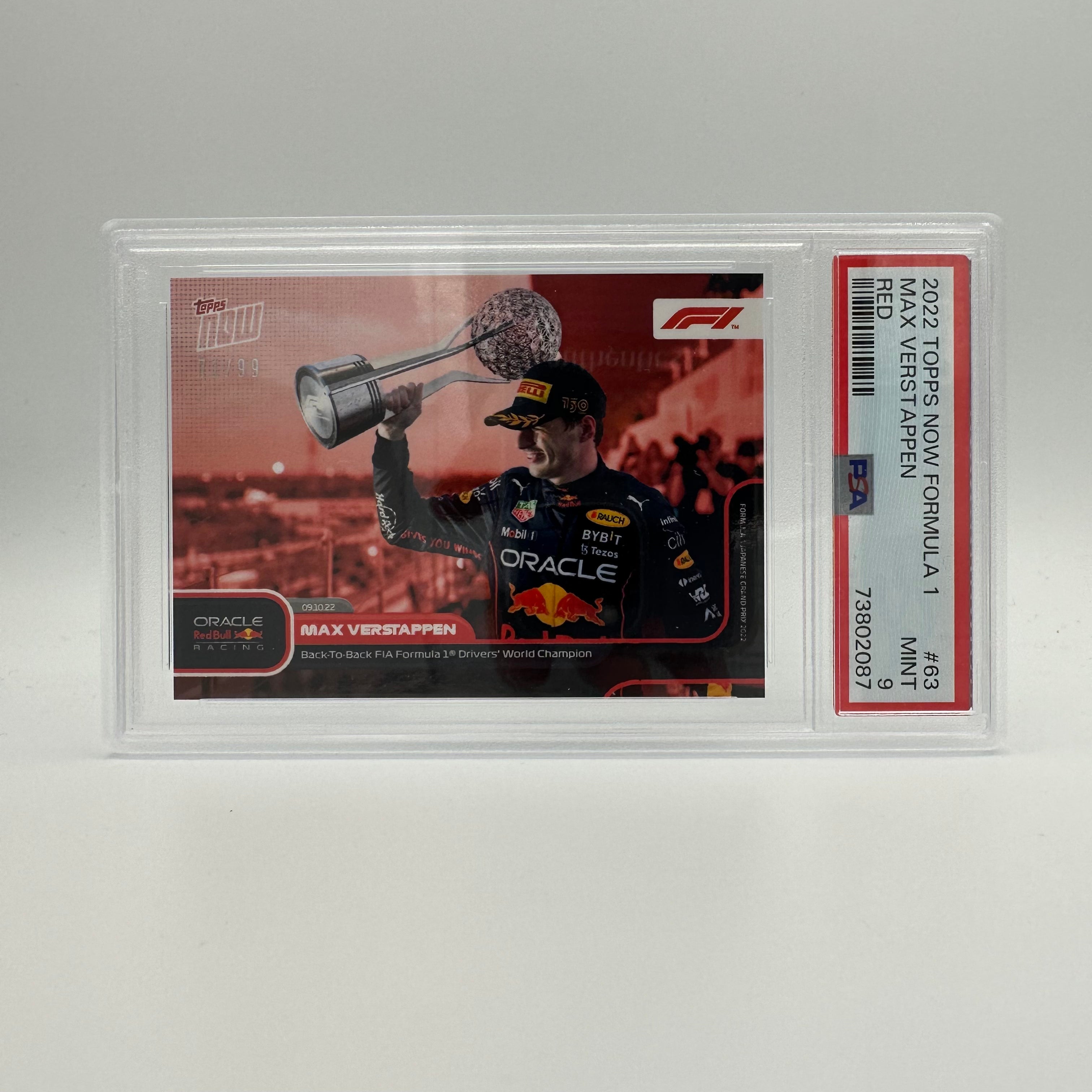 PSA 9 Graded 71/99 MAX VERSTAPPEN #63 Red - Rare Collectible Trading Card for F1 Racing Fans & Sports Memorabilia Enthusiasts