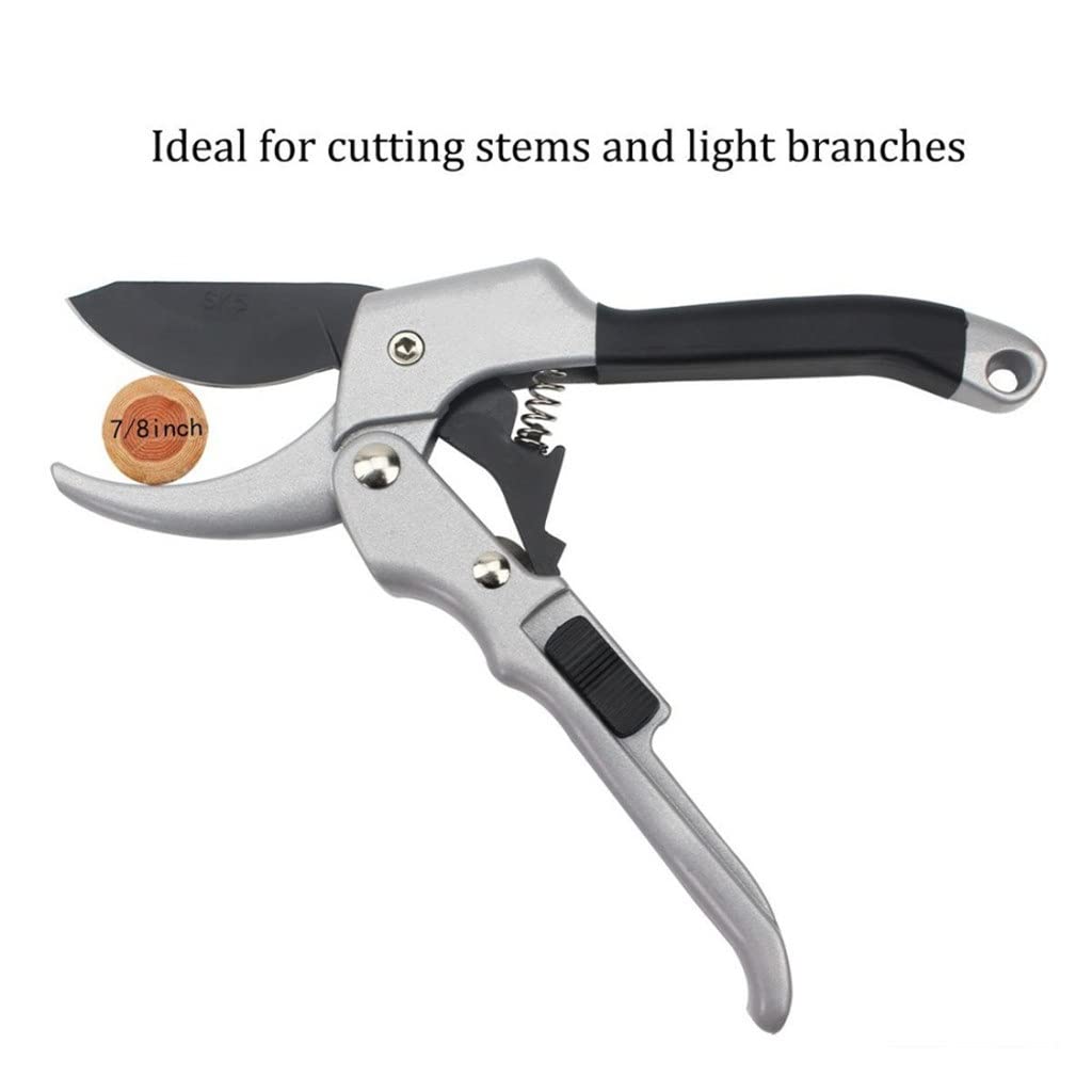 8 Inch Power Drive Ratchet Anvil Pruning Shears - Heavy Duty Garden Scissors for Tree Trimming, Branch Cutting & Plant Care | Ideal for Gardening, Landscaping & Outdoor Use