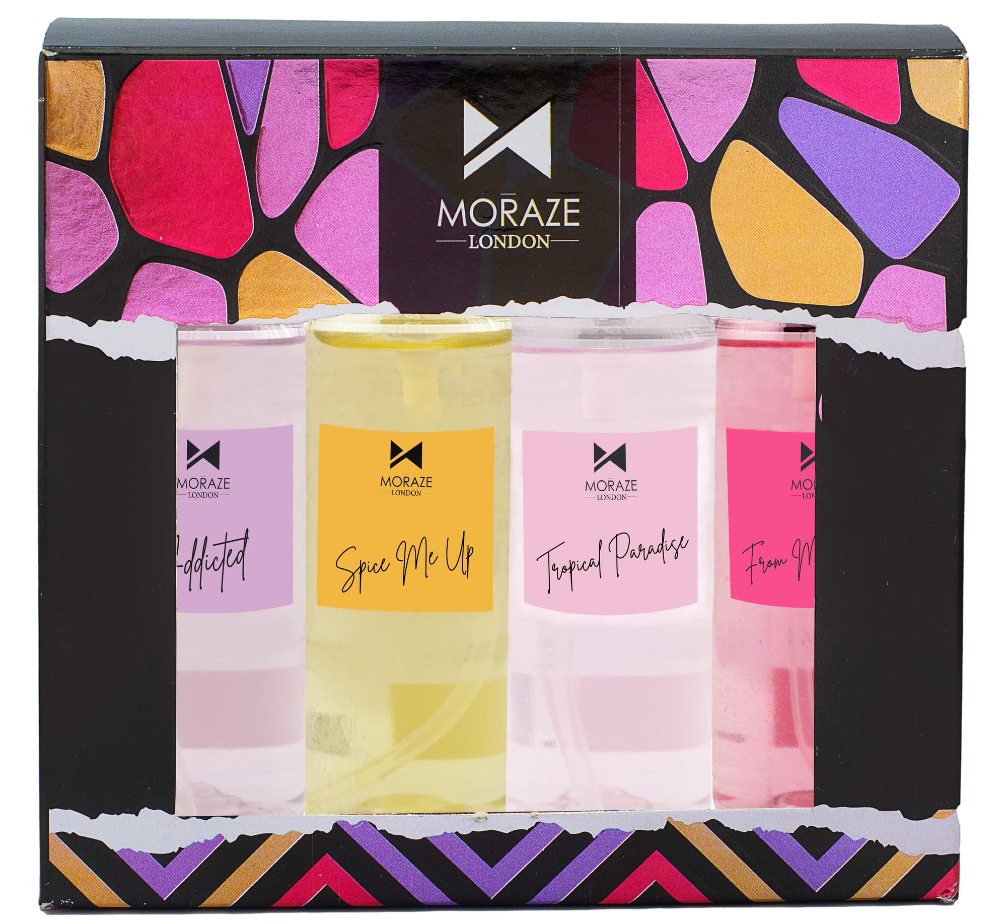 MORAZE 4-Pack Long Lasting Strong Scent Body Perfume for Men & Women - Multi Fragrance Eau de Toilette Spray for Daily Wear, Work, Date Night & Special Occasions