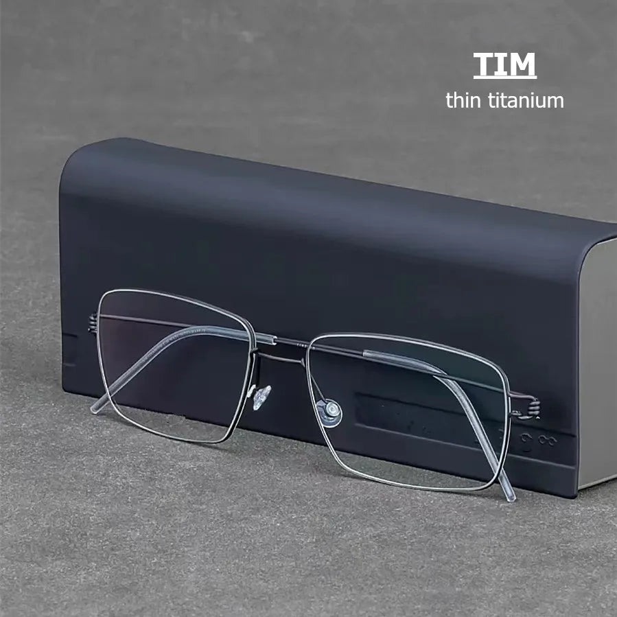 Aimee Men's Full Rim Square Screwless Titanium Eyeglasses Frame 20913 - Lightweight Durable Glasses for Work, Reading & Everyday Use