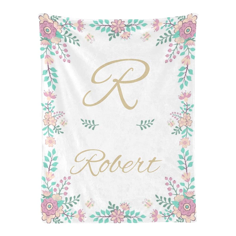 Custom Personalized Pink Floral Baby Blanket - Super Soft Fleece Nursery Blanket for Boys & Girls - 30x40 Inches - Perfect for Baby Showers, Birthdays & Nursery Decor