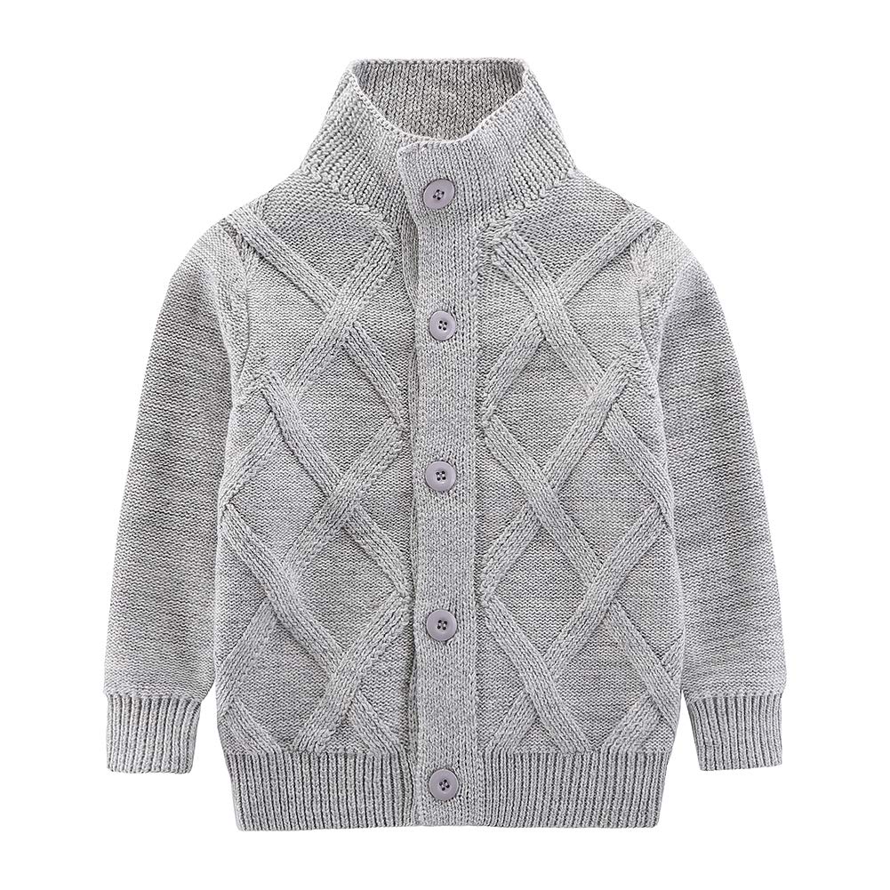 Boys' Solid Stand Collar Wool Cardigan - Warm Winter Sweater for Kids | Cozy Layering for School, Playdates & Outdoor Activities