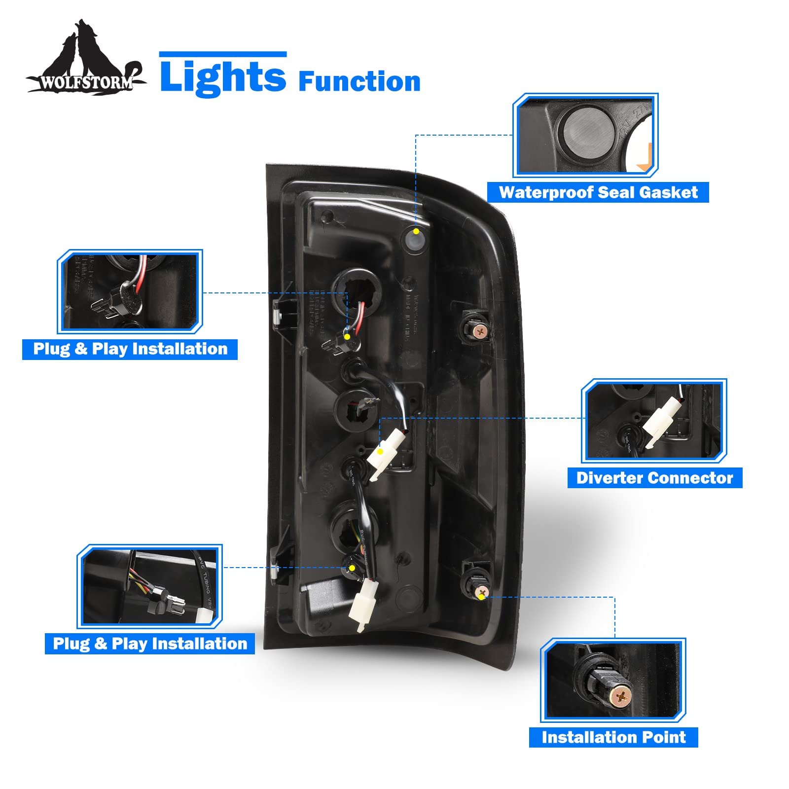 WOLFSTORM LED Tail Light Assembly for 2014-2018 Chevy Silverado 1500 & 2015-2018 Silverado 2500HD/3500HD - Durable LED Brake Lights with Plug-and-Play Installation - Perfect for Night Driving & Enhanced Safety