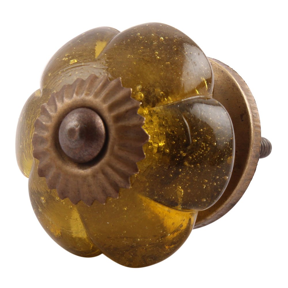 20-Piece Glass Melon Flower Olive Drawer Knobs - Elegant Cabinet & Dresser Handles for Kitchen, Bathroom & Furniture - Decorative Luxury Hardware for Home Renovation & DIY Projects