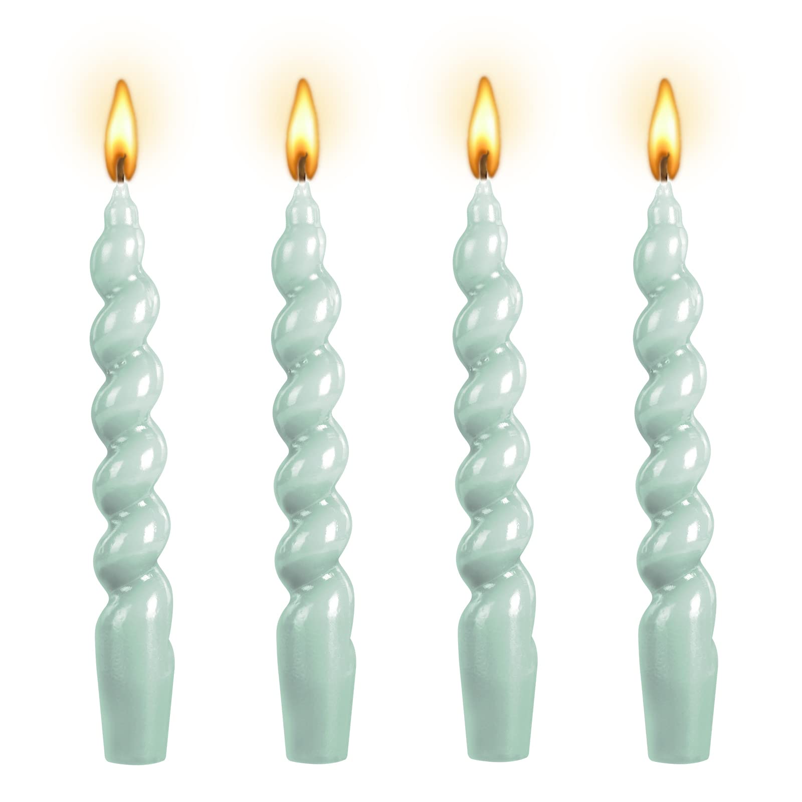 Spiral Taper Dinner Candles - 7.5 Inch Unscented Conical Stick Candles, Aesthetic Decorative Candles for Christmas, Weddings & Dining (Set of 4 Blue Long Votive Candles) - Perfect for Table Centerpieces, Holiday Decor & Romantic Ambiance
