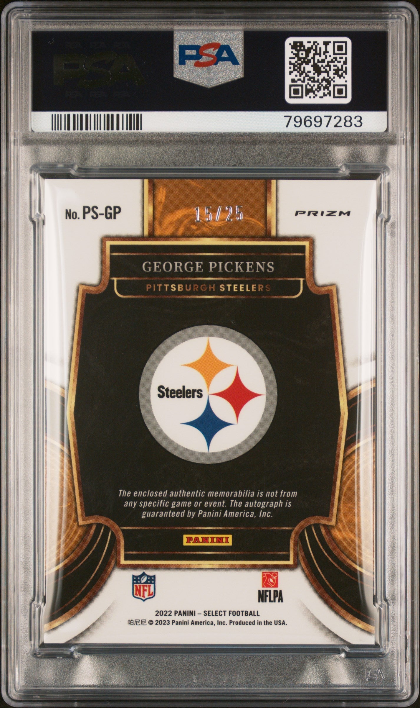 2022 Panini Select Prime Selections George Pickens Rookie Card Auto PSA 10 Tie Dye /25 - Perfect for NFL Collectors & Fantasy Football Fans